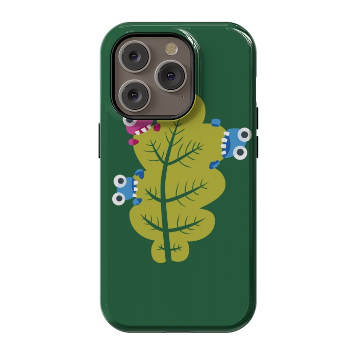 iPhone 14 Pro StrongFit Cute Cartoon Bugs Eat Green Leaf by Boriana Giormova