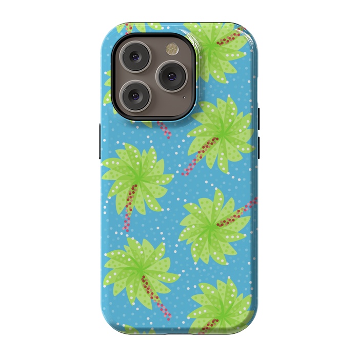 iPhone 14 Pro StrongFit Abstract Flower-like Palm Trees Pattern by Boriana Giormova