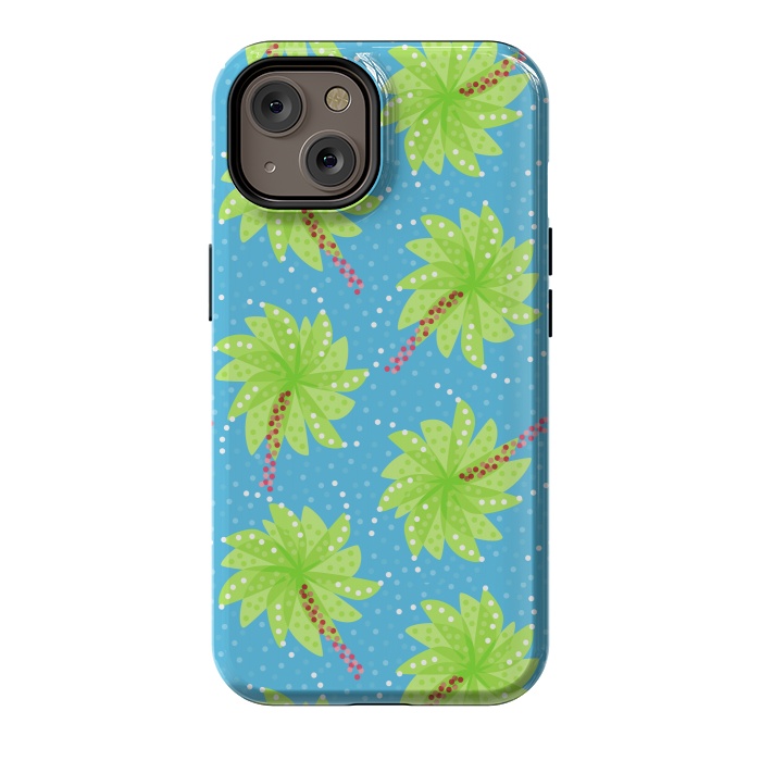 iPhone 14 StrongFit Abstract Flower-like Palm Trees Pattern by Boriana Giormova