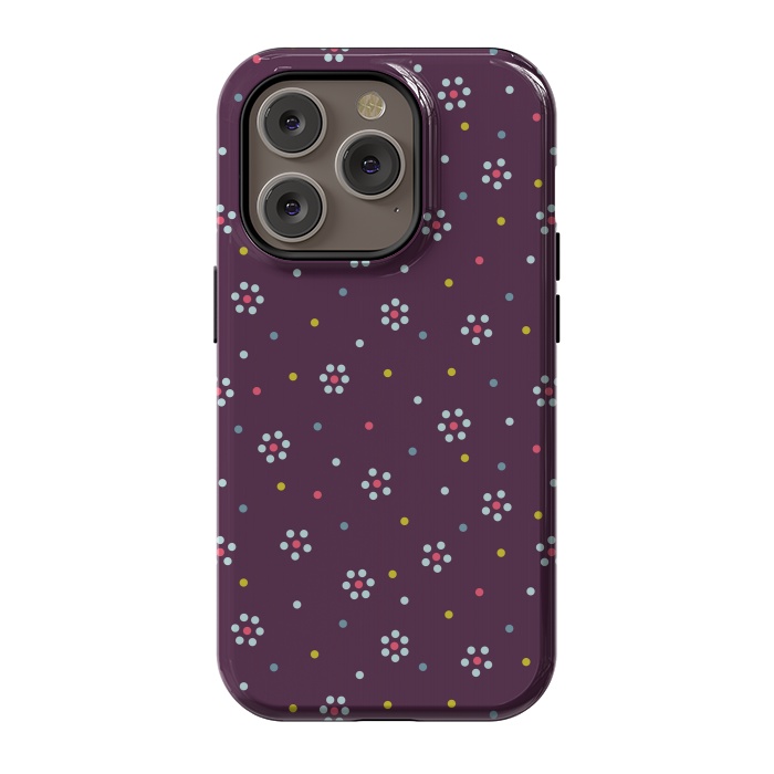 iPhone 14 Pro StrongFit Flowers Made Of Dots Pattern On Purple by Boriana Giormova