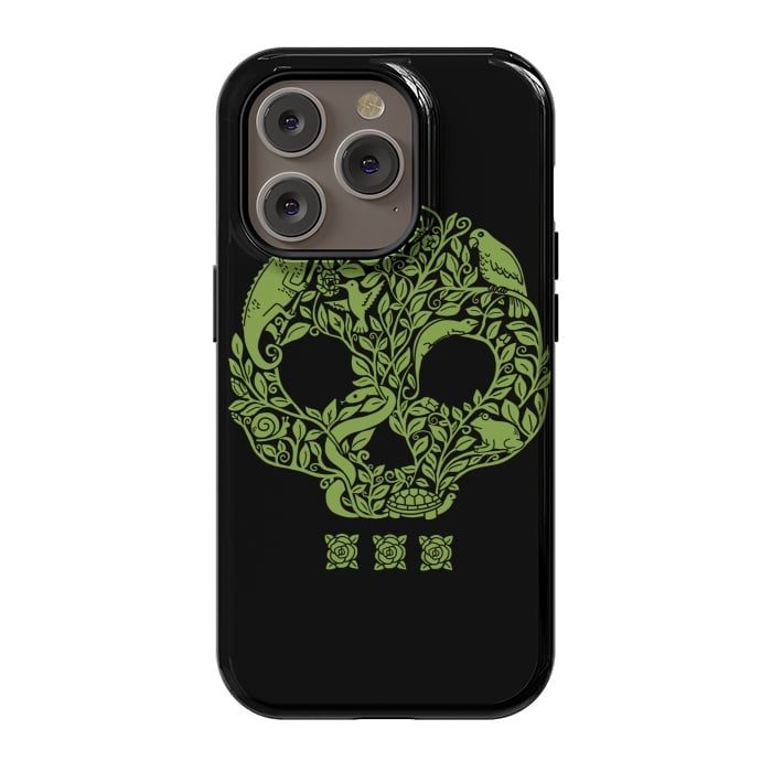 iPhone 14 Pro StrongFit Green Skull by Coffee Man