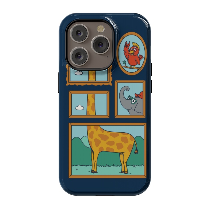 iPhone 14 Pro StrongFit Portrait of Animals Blue by Coffee Man