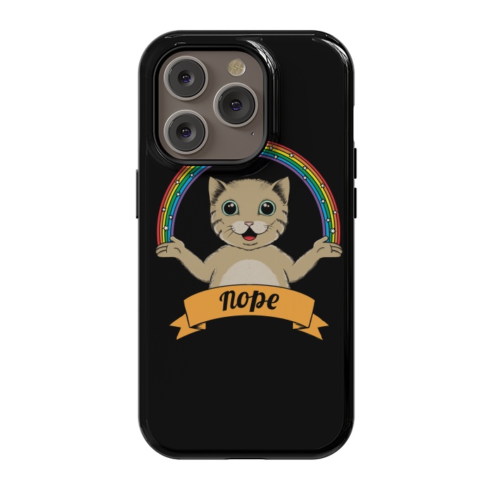 iPhone 14 Pro StrongFit Cat nope Black by Coffee Man