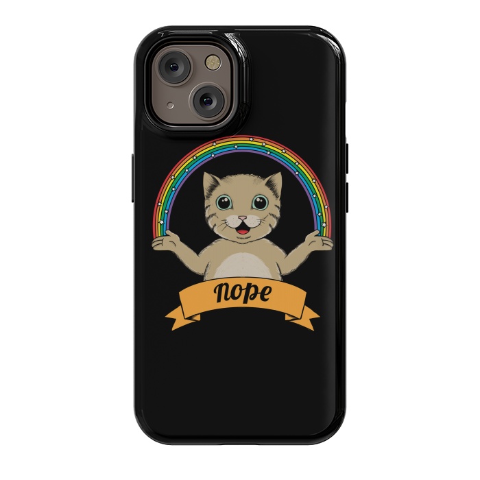 iPhone 14 StrongFit Cat nope Black by Coffee Man