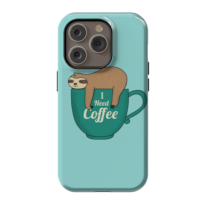 iPhone 14 Pro StrongFit I need Coffee green by Coffee Man