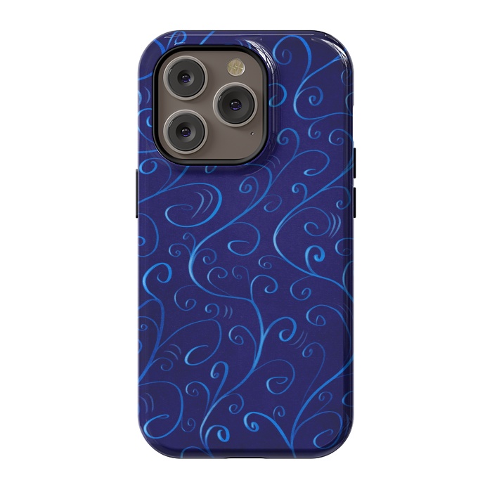 iPhone 14 Pro StrongFit Beautiful Glowing Blue Swirls by Boriana Giormova