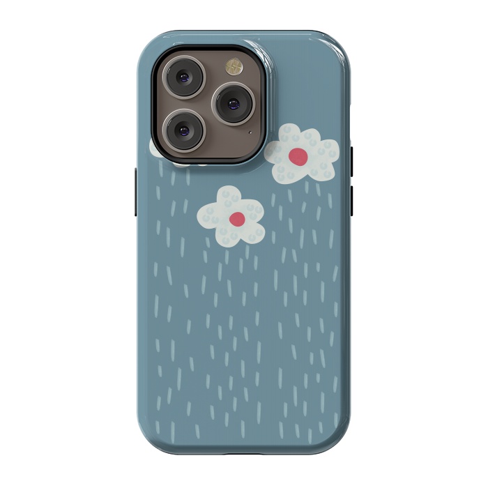 iPhone 14 Pro StrongFit Beautiful Decorative Flowery Rain Clouds by Boriana Giormova