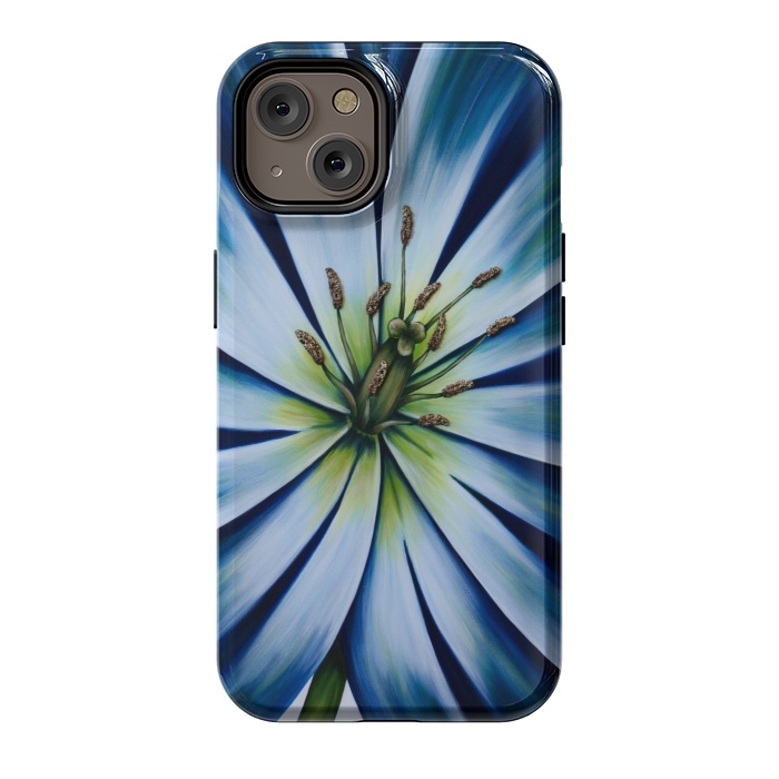 iPhone 14 StrongFit Blue Tulip Flower by Denise Cassidy Wood