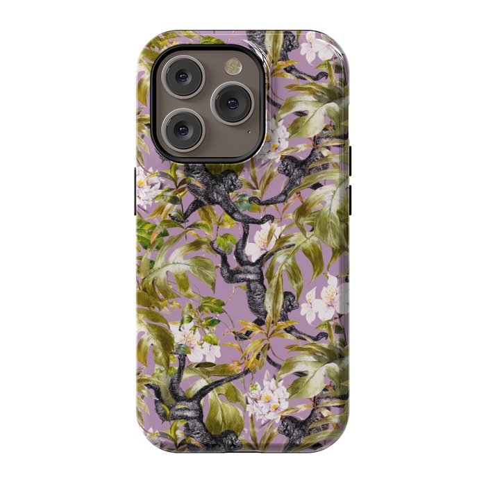 iPhone 14 Pro StrongFit Monkeys in the flowery jungle II by Mmartabc