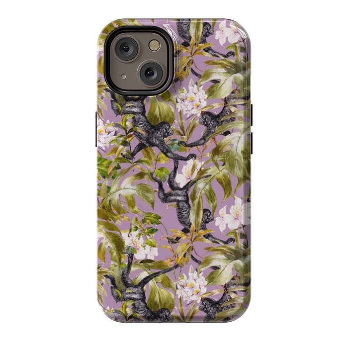 iPhone 14 StrongFit Monkeys in the flowery jungle II by Mmartabc