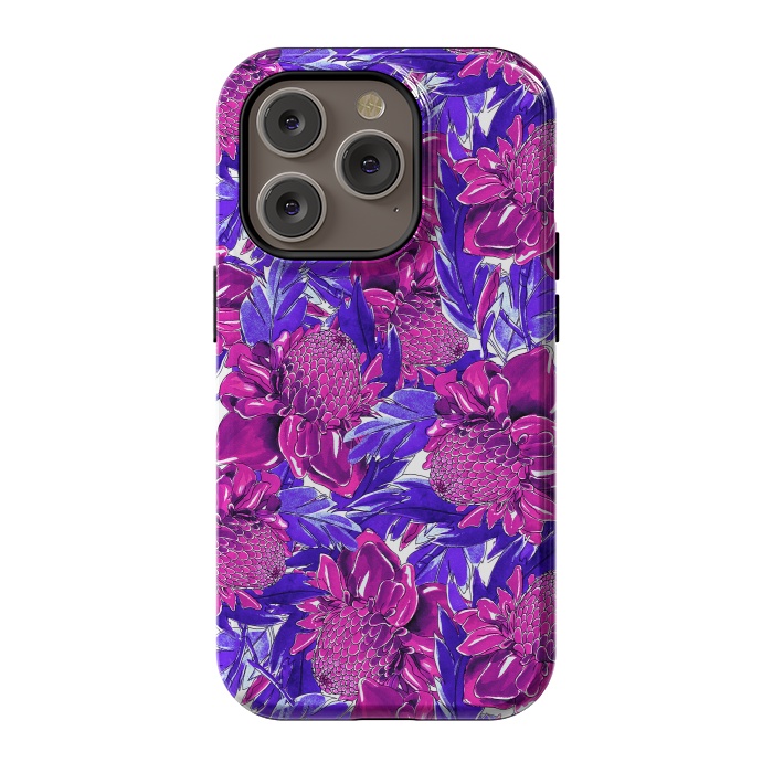 iPhone 14 Pro StrongFit Ultra violet proteas meadow by Mmartabc