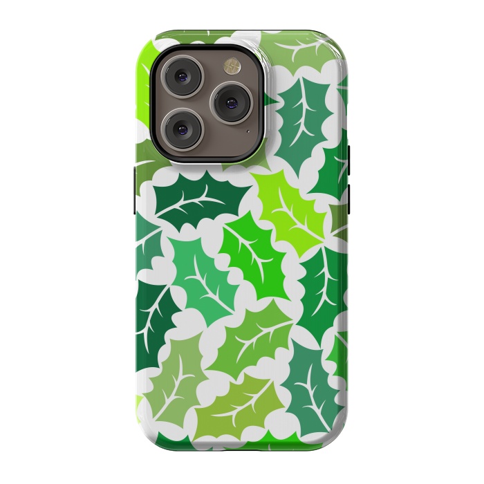 iPhone 14 Pro StrongFit Green Leaves Pattern by Dhruv Narelia
