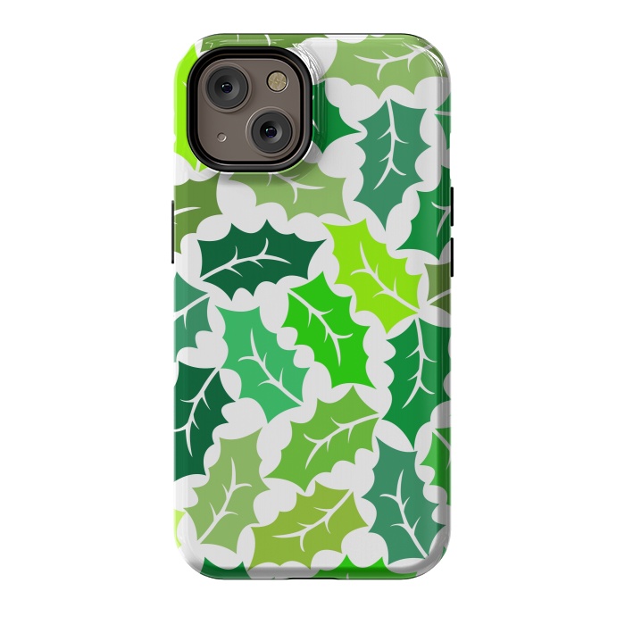iPhone 14 StrongFit Green Leaves Pattern by Dhruv Narelia