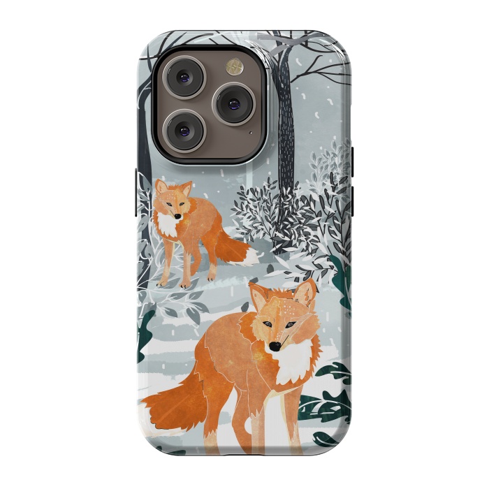 iPhone 14 Pro StrongFit Fox Snow Walk by Uma Prabhakar Gokhale