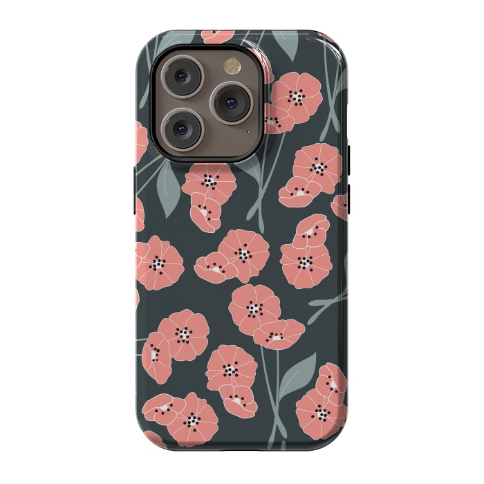 iPhone 14 Pro StrongFit Delicate Flowers Dark by Jelena Obradovic