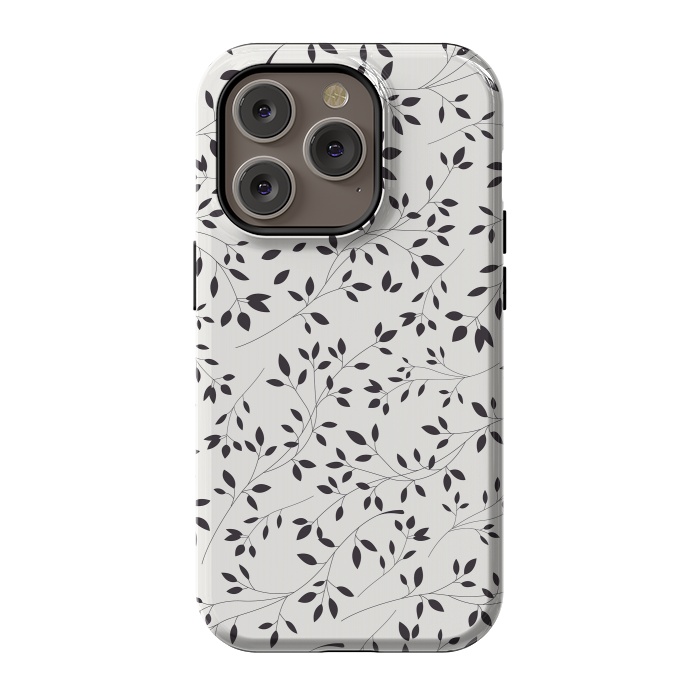 iPhone 14 Pro StrongFit Delicate Floral B&W by Jelena Obradovic
