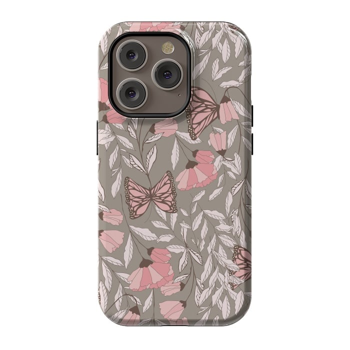 iPhone 14 Pro StrongFit Romantic Butterflies Gray by Jelena Obradovic