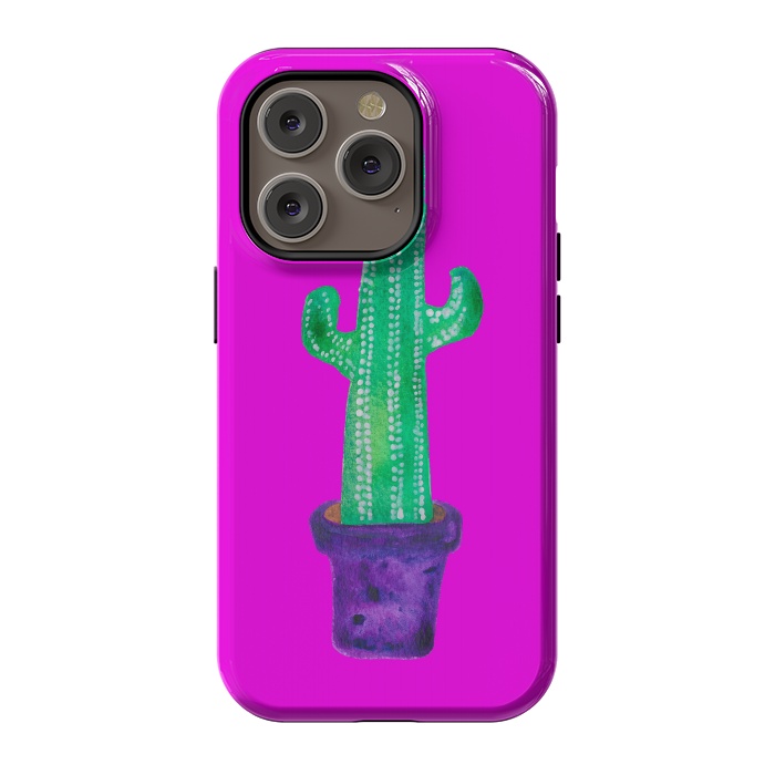 iPhone 14 Pro StrongFit Purple Cacti by Amaya Brydon