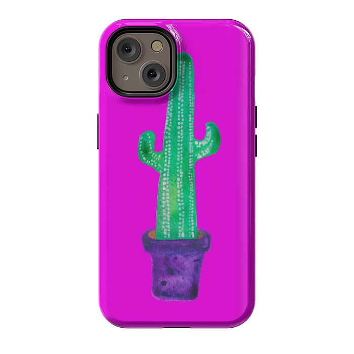 iPhone 14 StrongFit Purple Cacti by Amaya Brydon