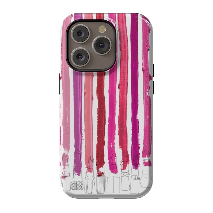iPhone 14 Pro StrongFit Lipstick Stripes by Notsniw