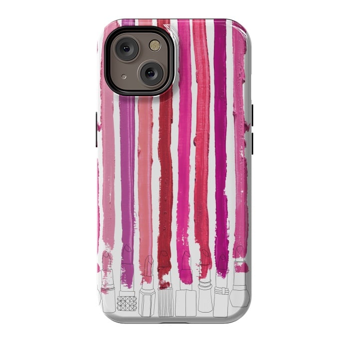 iPhone 14 StrongFit Lipstick Stripes by Notsniw
