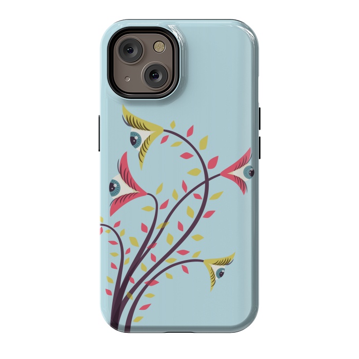 iPhone 14 StrongFit Weird Colorful Watching Eyes Flowers by Boriana Giormova