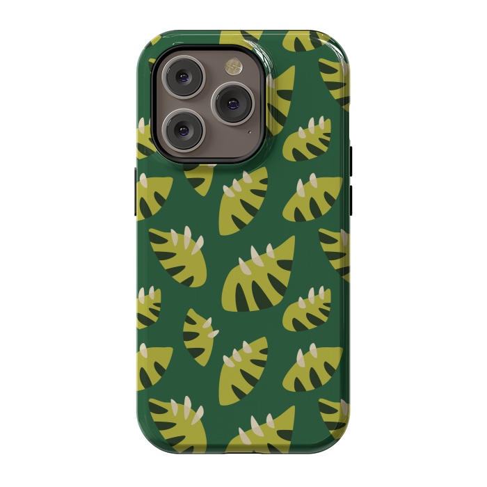 iPhone 14 Pro StrongFit Clawed Abstract Green Leaf Pattern by Boriana Giormova