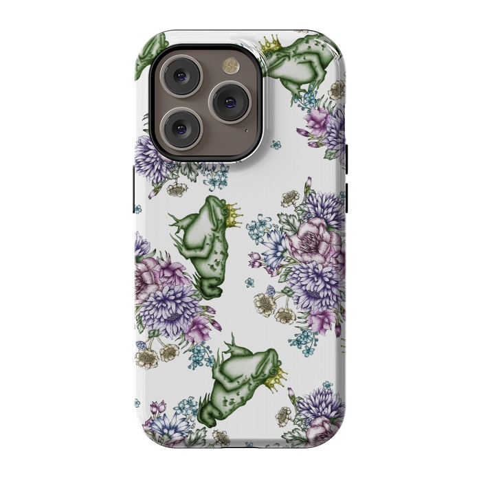 iPhone 14 Pro StrongFit Frog Prince Floral Pattern by ECMazur 
