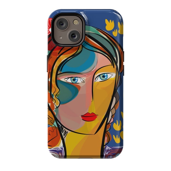 iPhone 14 StrongFit French Flower Pop Art Girl  by Emmanuel Signorino