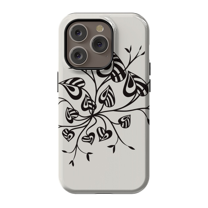 iPhone 14 Pro StrongFit Abstract Black And White Floral With Pointy Leaves by Boriana Giormova