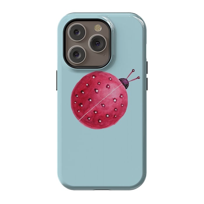 iPhone 14 Pro StrongFit Pretty Spherical Abstract Watercolor Ladybug by Boriana Giormova