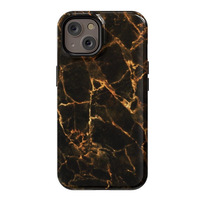 iPhone 14 StrongFit Black marble with golden cracks by Oana 