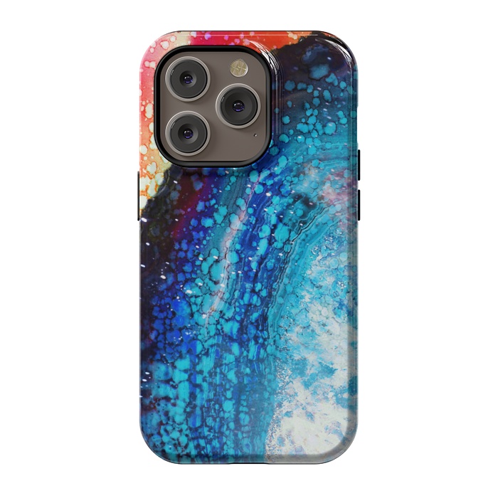 iPhone 14 Pro StrongFit Paint splattered marble blue red by Oana 