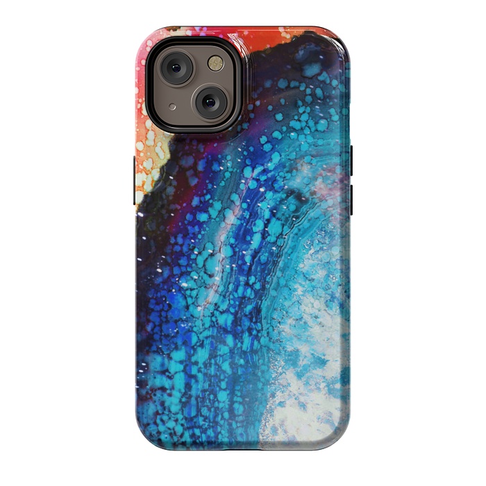 iPhone 14 StrongFit Paint splattered marble blue red by Oana 