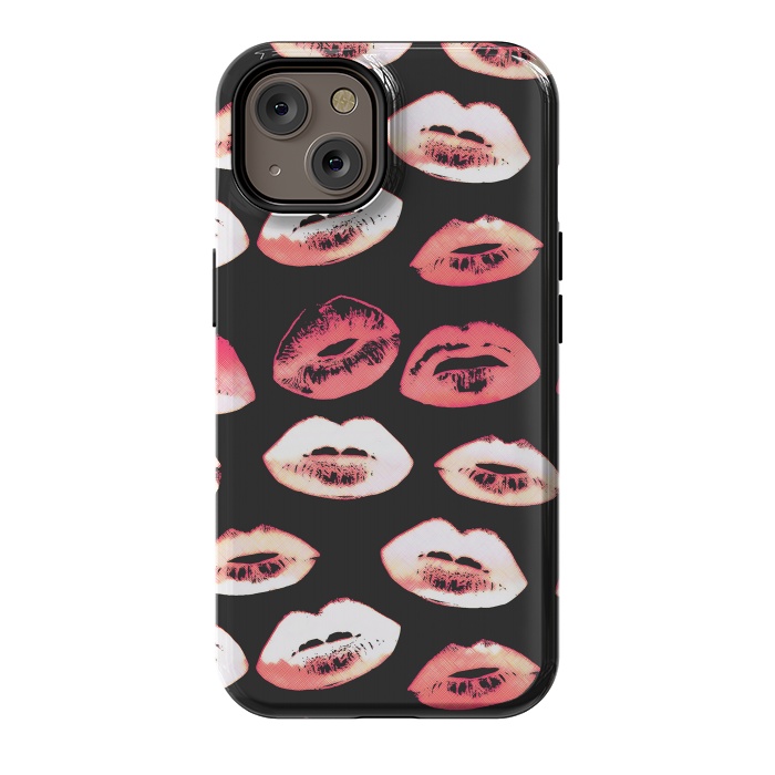 iPhone 14 StrongFit Red pink lipstick kisses by Oana 