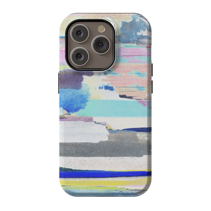 iPhone 14 Pro StrongFit Colorful brushstrokes watercolor stripes  by Oana 