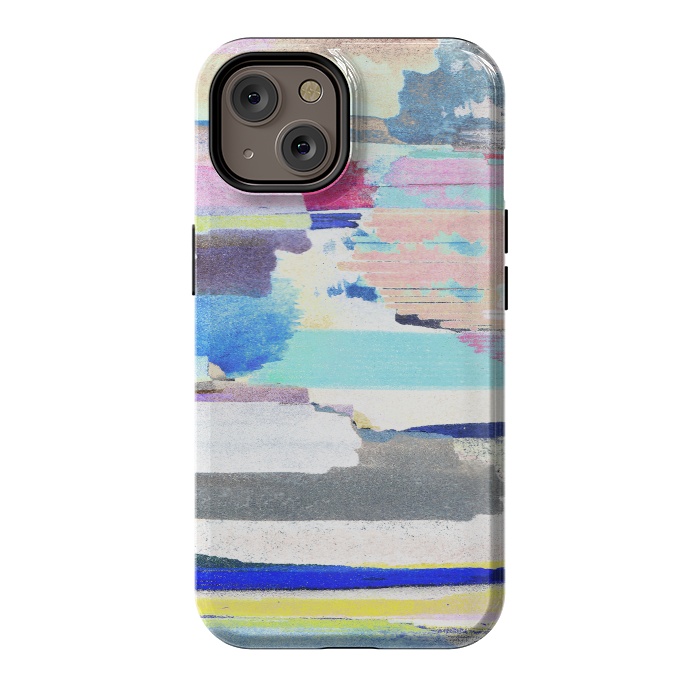 iPhone 14 StrongFit Colorful brushstrokes watercolor stripes  by Oana 