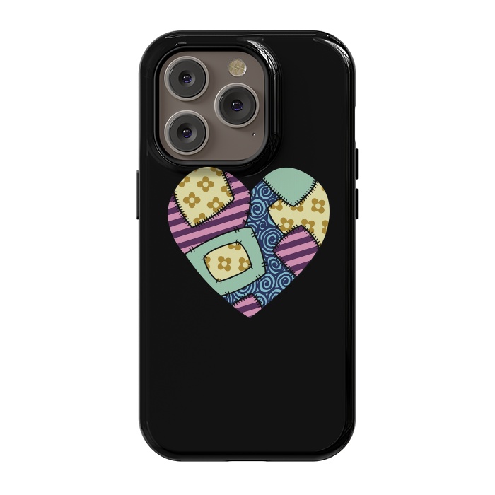 iPhone 14 Pro StrongFit Patchwork heart by Laura Nagel
