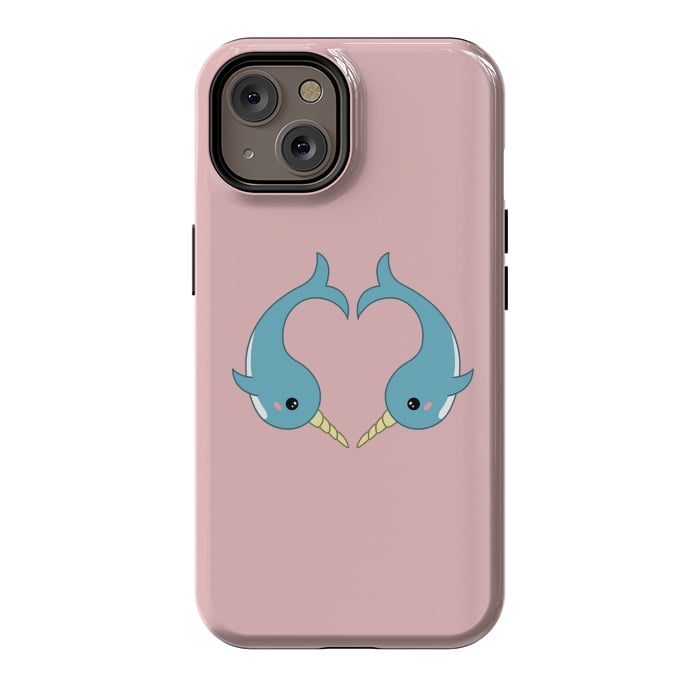 iPhone 14 StrongFit Narwhal heart by Laura Nagel