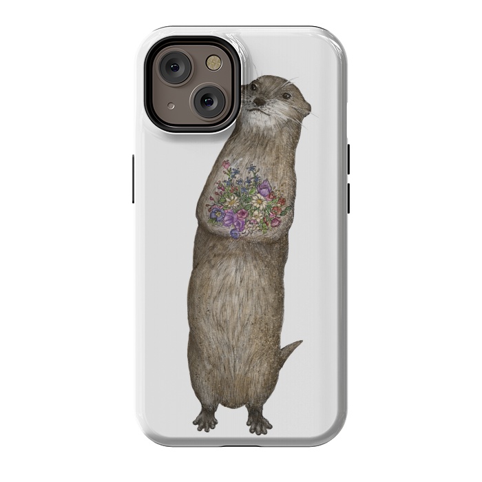 iPhone 14 StrongFit Otter and Flowers by ECMazur 