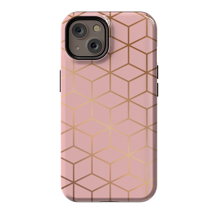 iPhone 14 StrongFit Pink & Gold Geometry 011 by Jelena Obradovic