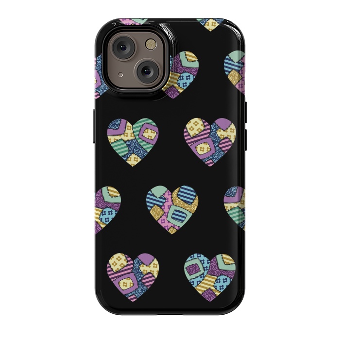 iPhone 14 StrongFit patchwork heart pattern by Laura Nagel