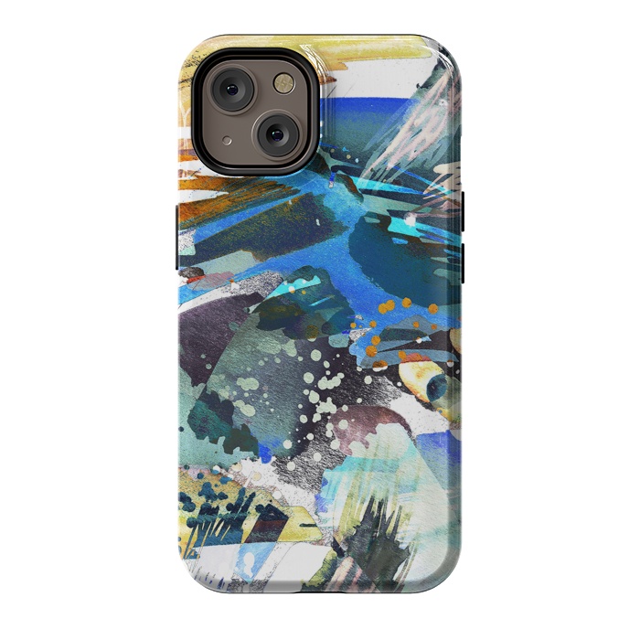 iPhone 14 StrongFit Abstract watercolor splatter and brushstrokes by Oana 
