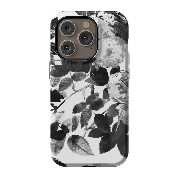 iPhone 14 Pro StrongFit Black and white ink roses by Oana 