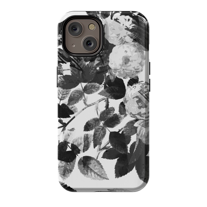 iPhone 14 StrongFit Black and white ink roses by Oana 
