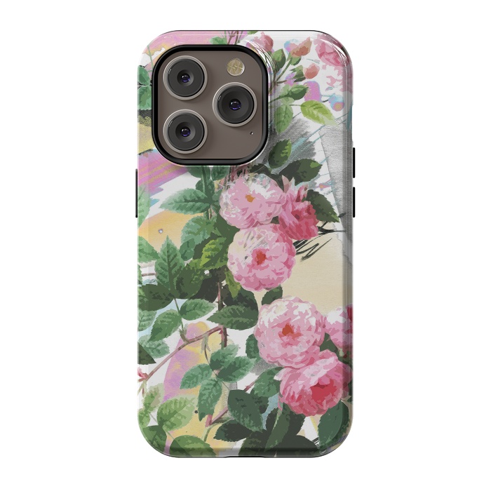 iPhone 14 Pro StrongFit Pink painted roses by Oana 