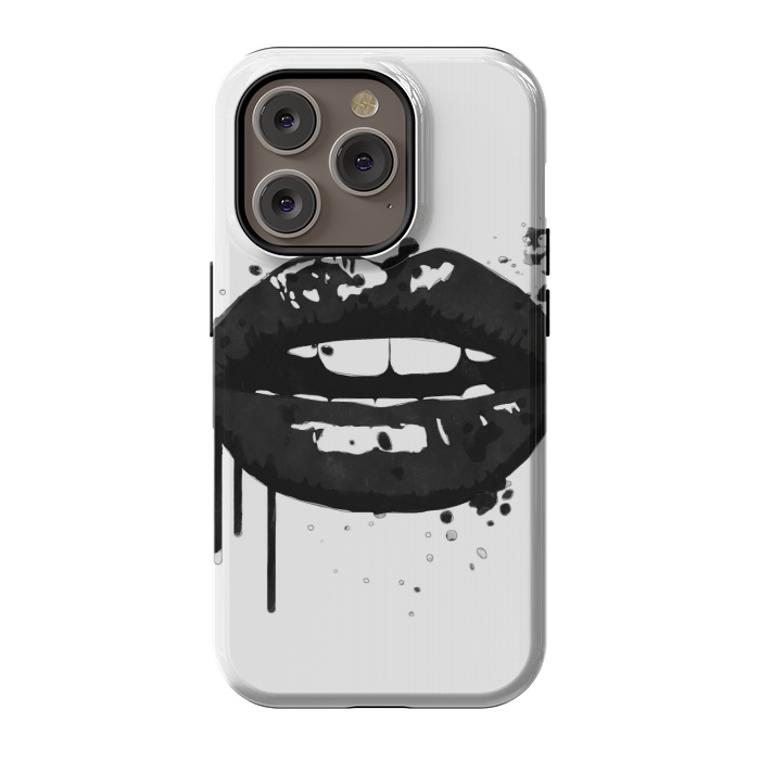iPhone 14 Pro StrongFit Black Lips Fashion Illustration by Alemi