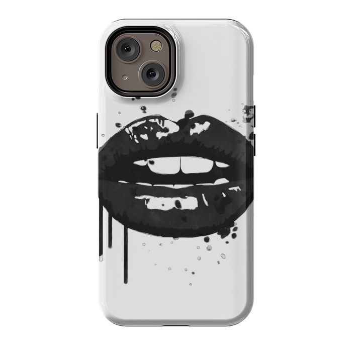 iPhone 14 StrongFit Black Lips Fashion Illustration by Alemi