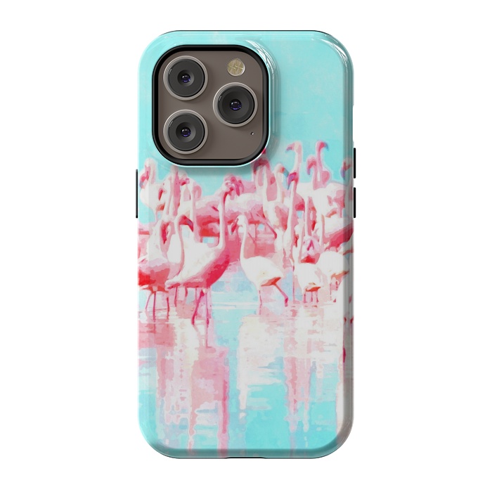 iPhone 14 Pro StrongFit Flamingos Tropical Illustration by Alemi