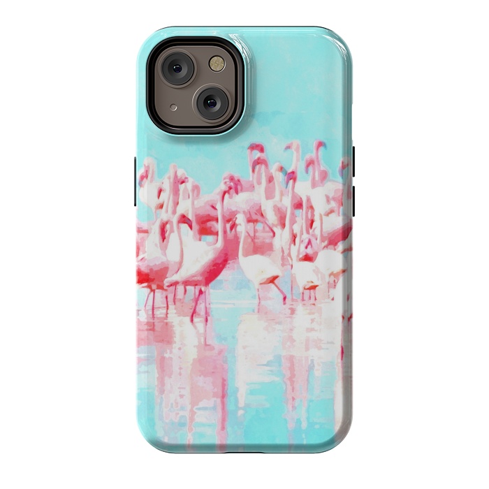 iPhone 14 StrongFit Flamingos Tropical Illustration by Alemi